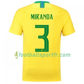 Tenue Brésil Miranda 3 Domicile Coupe du monde 2018 Maillot de Foot
